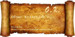 Ofner Krisztián névjegykártya